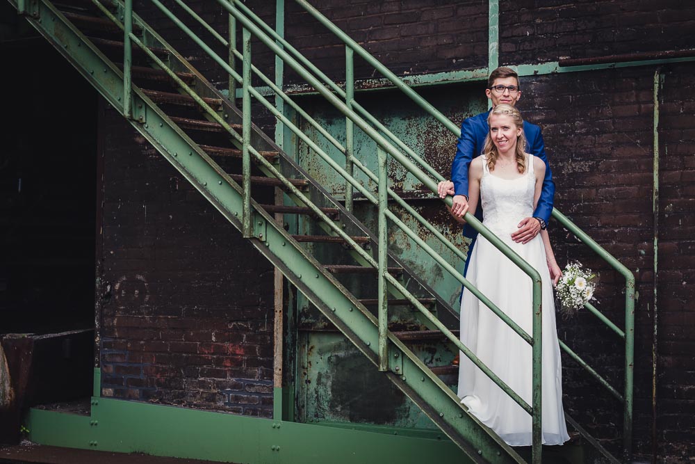 Kirchliche Hochzeit in Bochum und Hochzeitsfotos auf der Henrichshütte in Hattingen