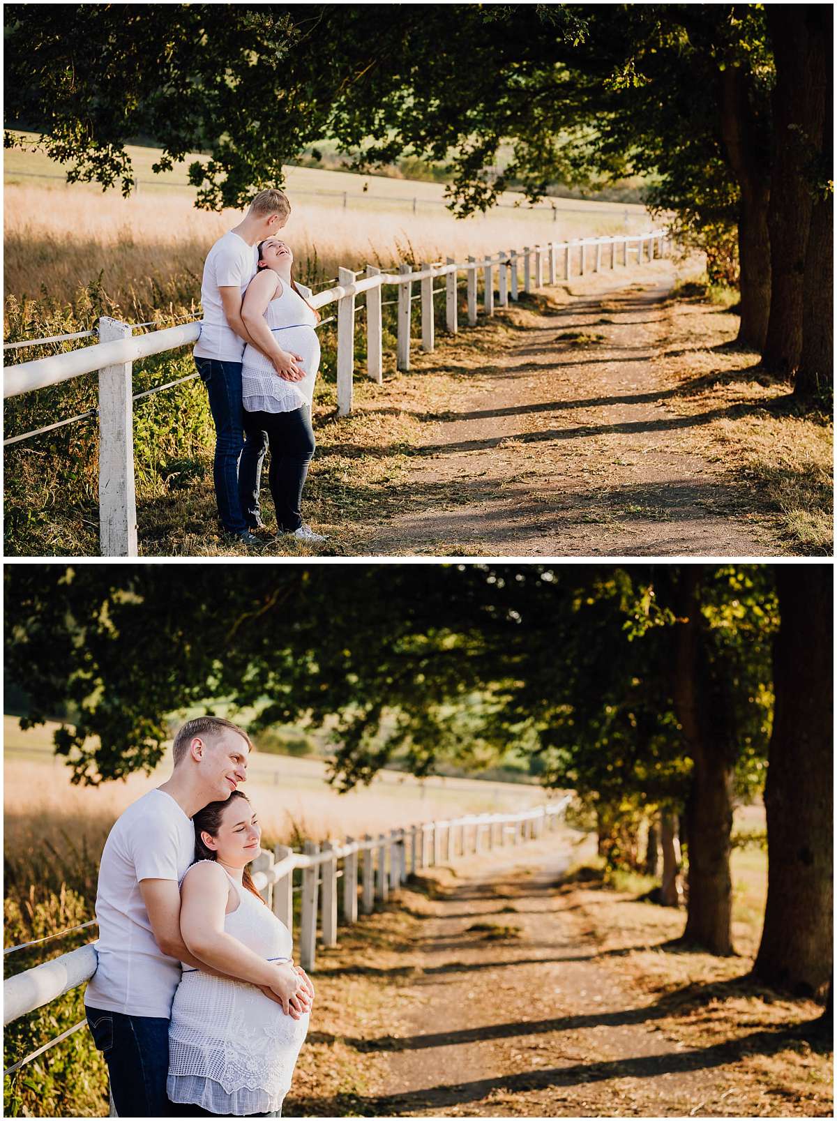 Babybauchshooting in Hattingen bei Sonnenuntergang