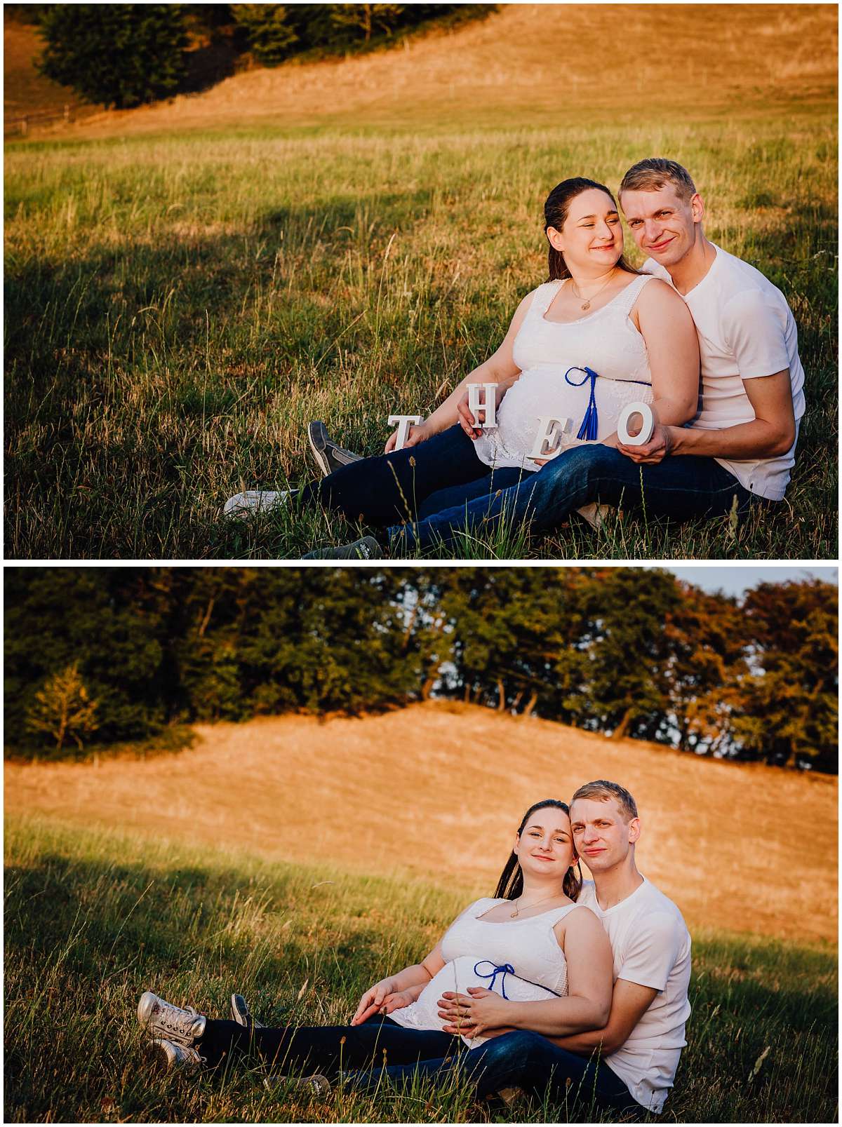 Babybauchshooting in Hattingen bei Sonnenuntergang