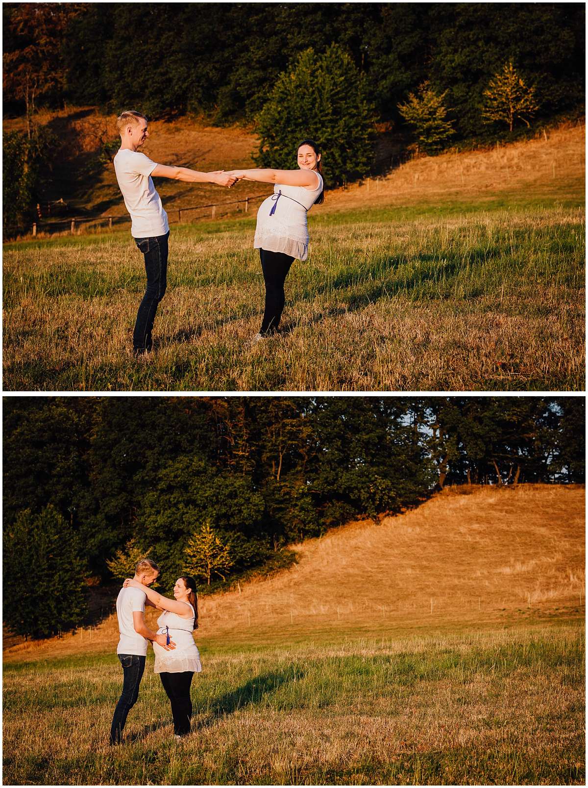 Babybauchshooting in Hattingen bei Sonnenuntergang