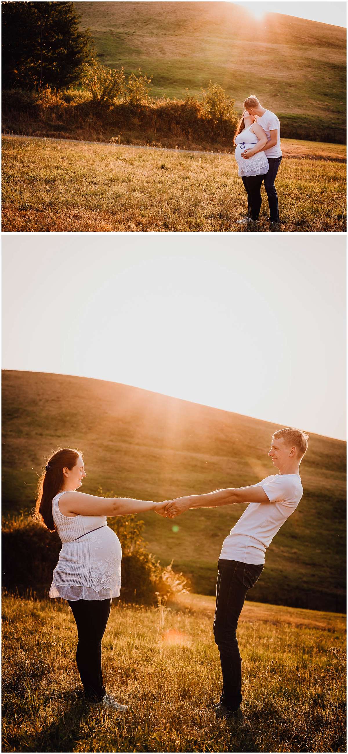 Babybauchshooting in Hattingen bei Sonnenuntergang