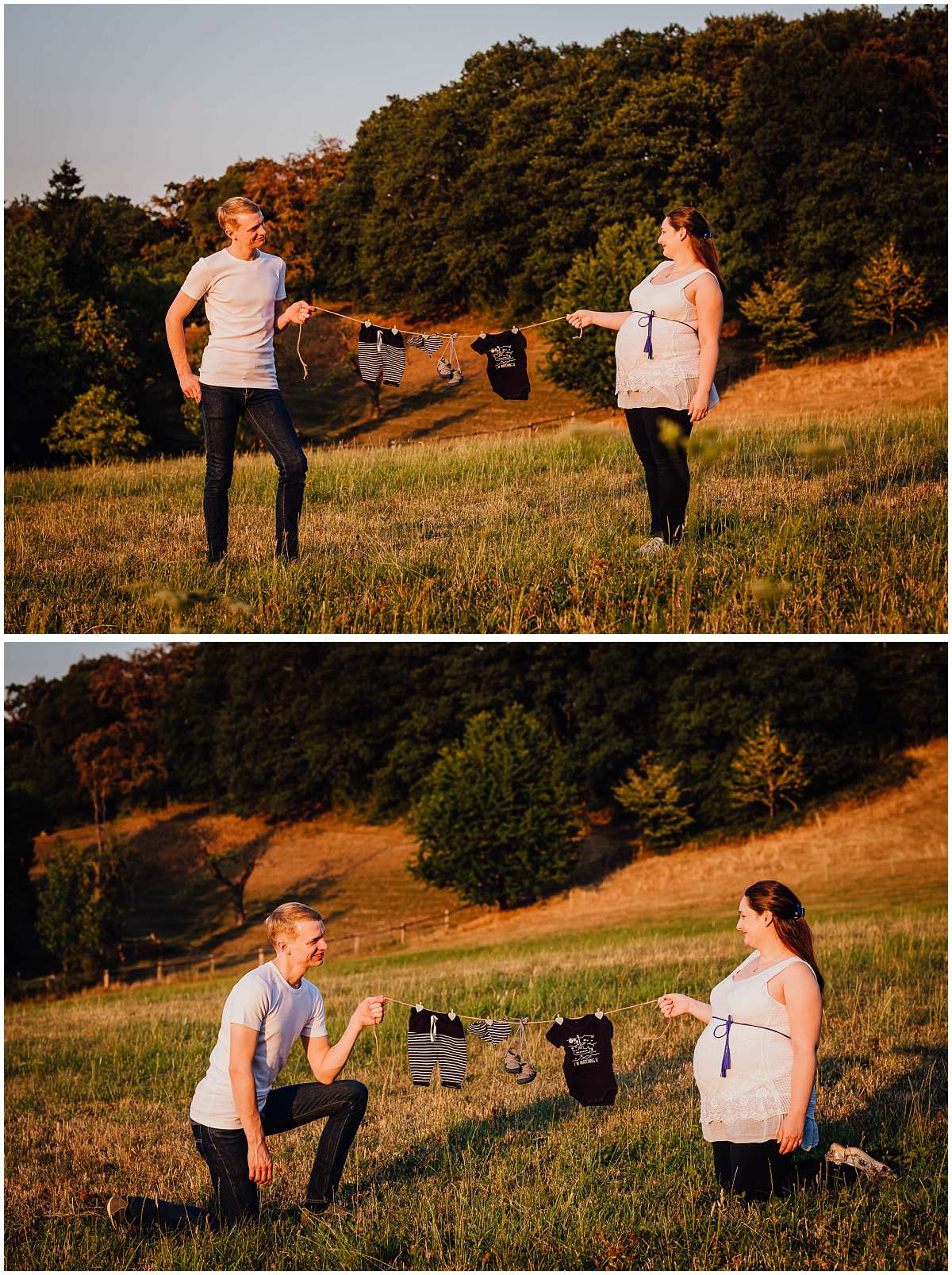 Babybauchshooting in Hattingen bei Sonnenuntergang