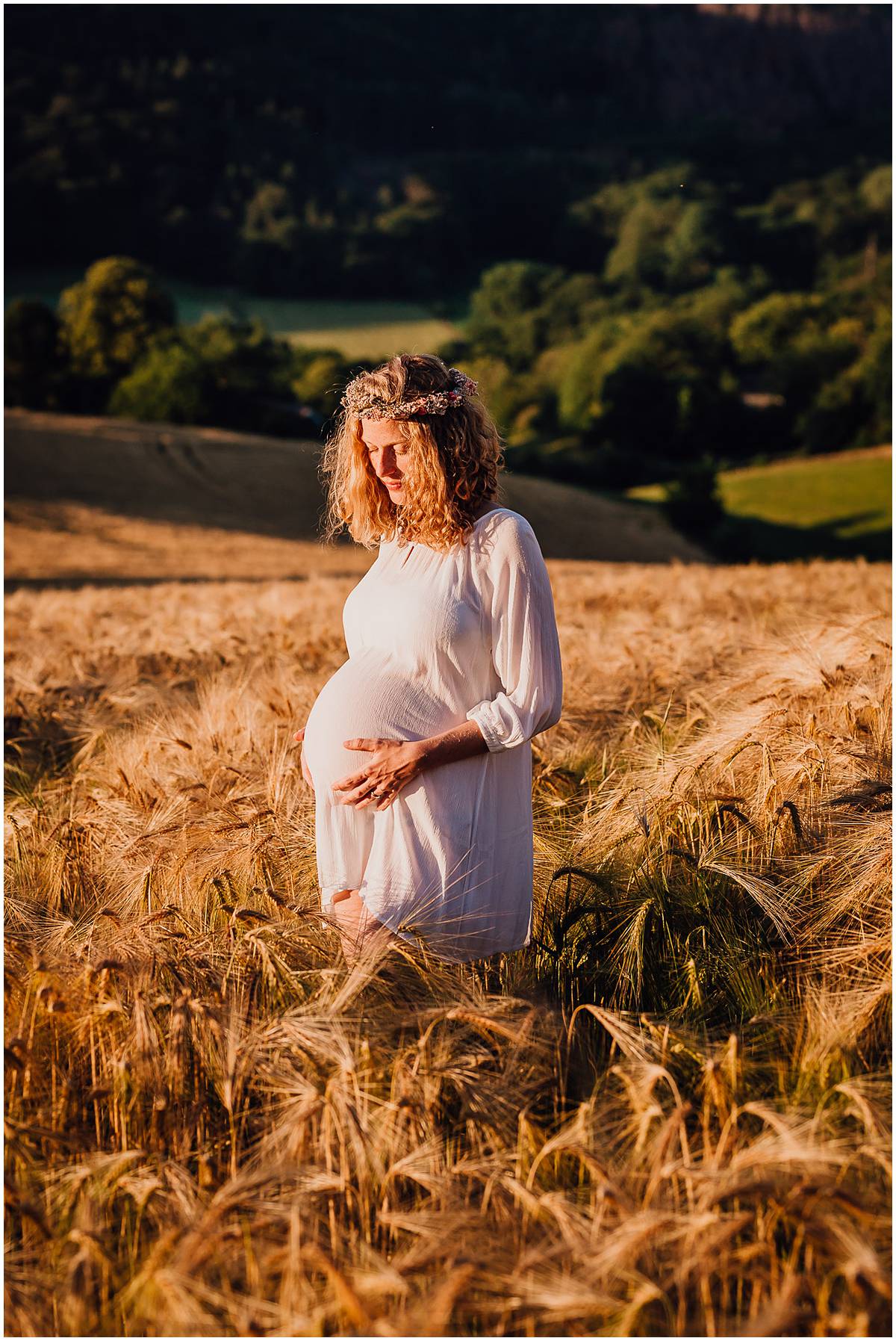 Fotograf Hattingen Babybauchfotos Babybauchshooting Natur Sonnenuntergang