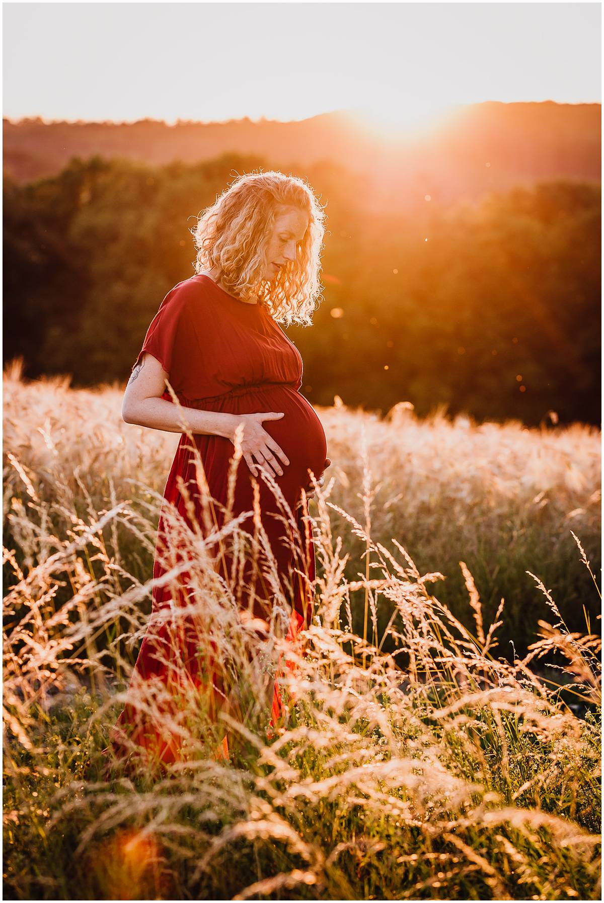 Fotograf Hattingen Babybauchfotos Babybauchshooting Natur Sonnenuntergang