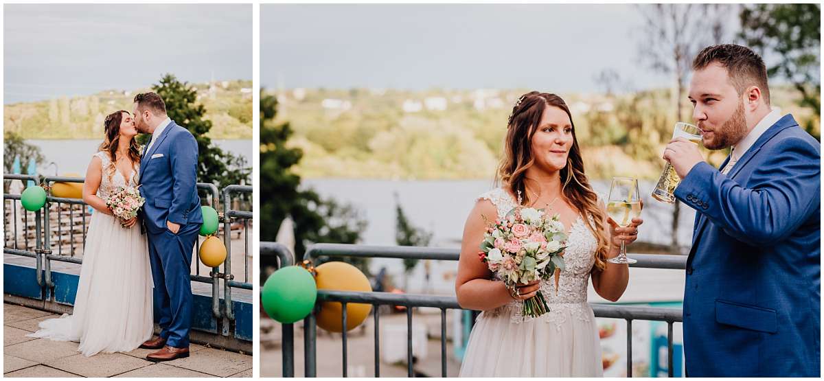 Hochzeitsfotograf Bochum Sommerhochzeit Corona draussen freie Trauung Kemnader See Seeblick Bochum Hochzeitsfeier