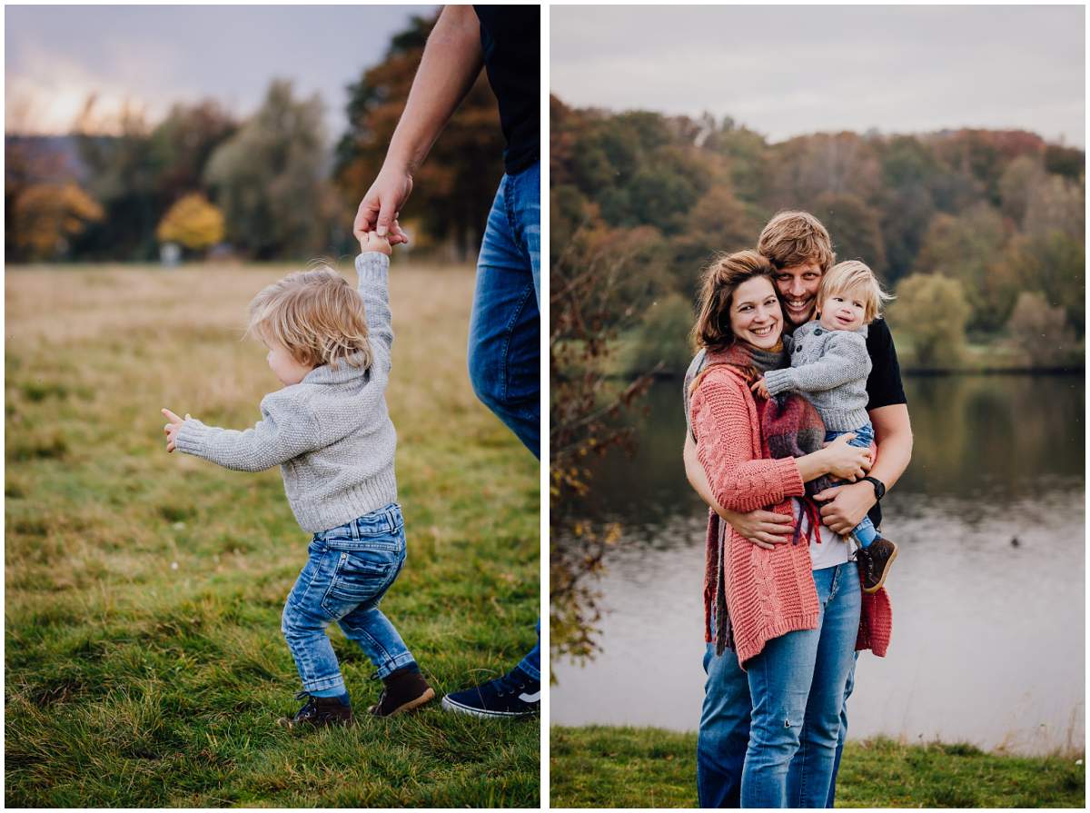 Herbstliches Familienshooting Familienfotos mit Kleinkind am Kemnader See in Hattingen