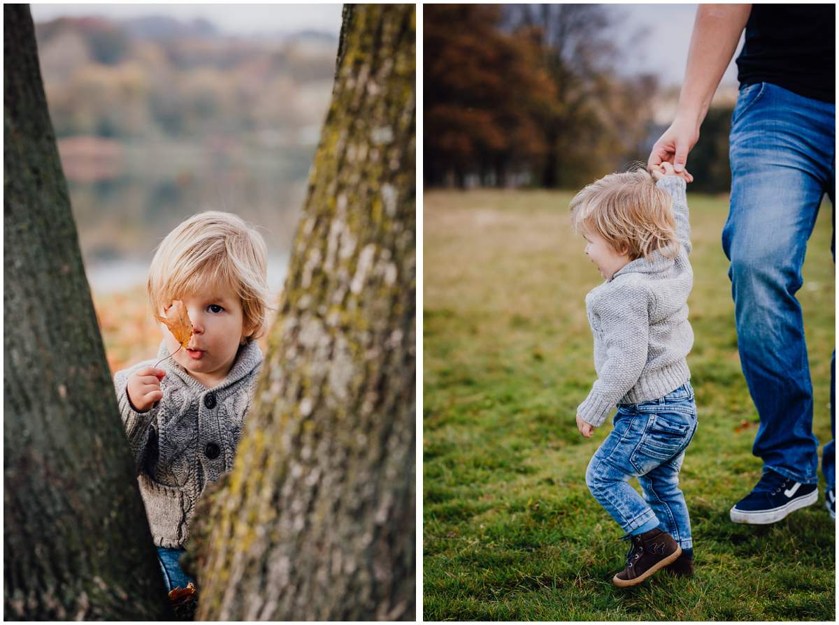 Herbstliches Familienshooting Familienfotos mit Kleinkind am Kemnader See in Hattingen