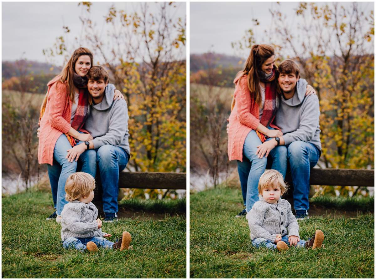 Herbstliches Familienshooting Familienfotos mit Kleinkind am Kemnader See in Hattingen